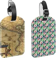 [WOSHJIUK] Luggage Tags,2 Pack Labels Suitcase Tags,Vintage Wild Flower Floral,Luggage Tags Privacy Protection Travel Bag Tag