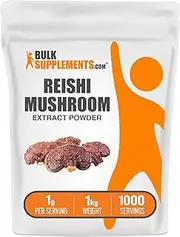 BulkSupplements.com Reishi Mushroom Extract Powder - Ganoderma Lucidum, Reishi Mushroom Supplement - Reishi Mushroom Powder, Gluten Free, 1000mg per Serving, 1kg (2.2 lbs) (Pack of 1)