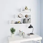 Wall Display Shelf 3 pcs, Floating Shelve, Hanging Shelve, Wall Mounted Book Shelf for Bedroom, Bathroom, Living Room, Kitchen, 60 x 15 x 10 cm, White