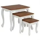STEWART SOLID MAHOGANY 3-PIECE NESTED TABLE SET WHITE & CARAMEL