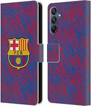 Head Case Designs Officially Licensed FC Barcelona Glitch Crest Patterns Leather Book Wallet Case Cover Compatible with Samsung Galaxy A15