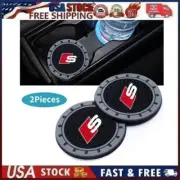 2 pk Cup Mat Car Drink Holder Insert Silicone Coaster Set for Audi S Line Sty 1
