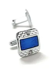 Montana Salty River Cufflinks Two Power Crystal with Brick Design Front Silver