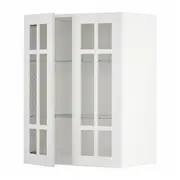 METOD wall cabinet w shelves/2 glass drs, white/Stensund white, 60x37x80 cm