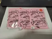 3 NJ Hand Tied Hi-Lo Pompano Style Striped Bass 3/0 Inline Circle Hook Bait Rigs