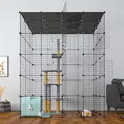 Large Cat Cage Indoor Cat Playpen Metal Wire Kennels Crate Ideal for 1-4 Cats, 54 L x 41W x 69 H Inch