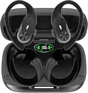 Wireless Earbuds Bluetooth Headphones Charging Case Digital 48Hrs Playtime LED Display Over-Ear Buds Earphones with Microphone Earhook Waterproof Headset for Sports Running Workout Black