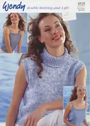 Wendy Knitting Pattern 4816 DK & 4ply Women's Tops 2 Styles 30"-44"