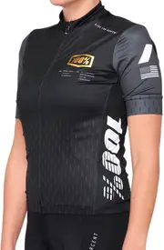 100% Exceeda Ladies Short Sleeve Bicycle Jersey, black-grey, Size L for Women Black Grey