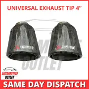 2X AKRAPOVIC EXHAUST TIPS 4" ROLLED EDGE STAINLESS SILVER & BLACK CARBON FIBRE
