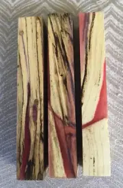 3 Pen Blanks Spalted Hickory Hybrid Pink Epoxy