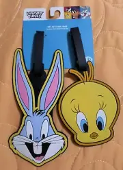 Looney Tunes Bugs Bunny & Tweety Bird 2 PC Luggage School Backpack Tags ID Set