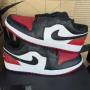 NEW Nike Air Jordan 1 Low NBY Bred Toe Gym Red Black 553558-161 Men Size 10.5