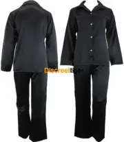 Black Ladies Satin Pyjamas Silk Pjs Winter Pajamas Sleepwear Plus Sizes 6 to 26