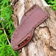 LEATHER KNIFE SHEATH ENGRAVED CUSTOM HANDMADE FIXED STRAIGHT BLADE KNIFE HOLSTER