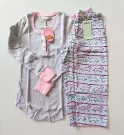 PETER ALEXANDER Grey Long Sleeve PJs Pyjamas 3/4 Pant Set BNWT Dachshund XS Wint
