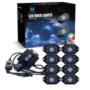 MICTUNING 8 pods RGB LED Rock Lights Underglow Car Truck Neon Lights Bluetooth