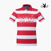 在飛比找momo購物網優惠-【PLAYBOY GOLF】男款寬橫條LOGO休閒短袖POL