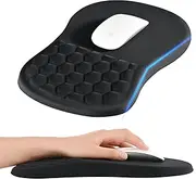 EooCoo Ergonomic Mouse Pad with Wrist Rest Support, Mousepad with Memory Foam Wrist Rest and Non-Slip PU Base, Massage Bulge Design for Pain Relief, Computer, Wireless Mouse, Desk(12.2x9.8 inch)