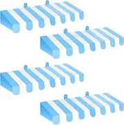 Boao 4 Pack Circus Awning Decoration 3D Stripe Cardboard Awning Carnival Wall Decor Circus Party Favors for Lemonade Stand Bakery Ice Cream Truck Bulletin Board Decor(Blue and White)