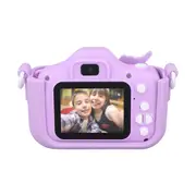 Kids Camera 2.0in IPS Screen Dual Camera 1080P Video Toy with 32G Memory Card Purple