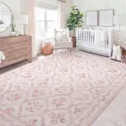 Pink Rugs for Bedroom Women Boho Light Pink 5' x 7' (Rectangular) Pink / White