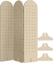 Peg Board Room Divider,Folding Privacy Screens Pegboard Display Stand,Wood Room Divider Organizer for Jewelry Store Bazaar Bedroom(Style 2,3-Panel)