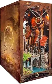 Strucwood Book Nook Kit With LED Light - 3D Wooden Puzzles for Shelf Decor - DIY Dollhouse Kit - Nook Decor With Dust Cover - Magic The Lord The Ring(SQ-05)