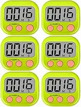 6 Pack Timer for Kids, Kitchen Timers, Magnetic Digital Timers, Big LCD Display The Loud Switch Countdown Timer Extensively Use in Homework, Cooking,Gym, Meeting, Classroom Timer for Teacher (Green)