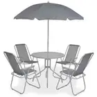 vidaXL 6 Piece Outdoor Dining Set Steel and Textilene Grey BMG