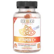 Zhou Nutrition, Vitamin C+, Orange Blast, 60 Vegan Gummies