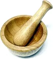 New Mini Wooden Mortar & Pestle Grinding Bowl Set Garlic Crush Pot Kitchen Tool