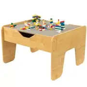 KidKraft Reversible Wooden Activity Table with Board with 195 Building Bricks –