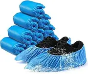 Shield Right 100-Pack Disposable Heavy-Duty Polyethylene Blue Shoe Covers, Waterproof Elastic Overshoes, Anti Skid, Abrasion Resistant, One Size Fits Most, (Heavy Duty 100 Pack)