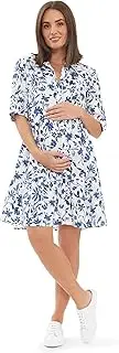[Ripe] Maternity Bella Linen Dress White/Lapis