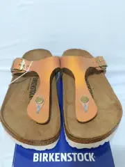 Birkenstock women sandal Gizeh leather washed metalic sea copper size 37R