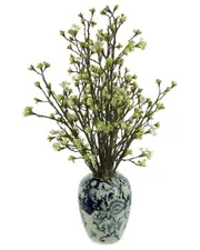 Creative Displays Budding Branch Arrangement In Blue Ceramic Vase