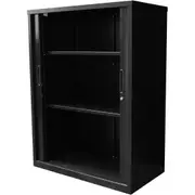 RAPIDLINE 900W GO TAMBOUR DOOR CUPBOARD With 2 Shelves W900 x D473 x H1200mm Black