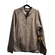 Browning Quarter Zip Fleece Pullover Outdoor Hunting Sweater Heathered Gray M