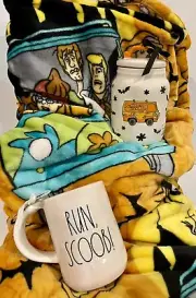 NEW Rae Dunn Scooby Doo Super Soft Throw Blanket, Canister & Mug Halloween Set