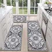 Zealburst Gettoreach Boho Washable Kitchen Rugs Sets, Non Slip Kitchen Rugs, Resistant Thick Carpet Runner Throw Rugs for Floor Kitchen (Style-d,16"x24"+20"x31.5"+16"x47")