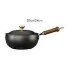 Wok with Lid Flat Bottom Wok Induction Cooker Instant Noodle Pot Boiling Gas