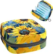 Period Bag,Sanitary Napkin Storage Bag,Watercolor Plant Sunflowers Floral,Tampon Holder for Purse