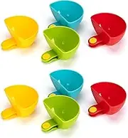 Brvnpily Dip Clip for Bowls Plates 8PCS Plastic Dip Clip Bowl Plate Holder Chip and Dip Serving Set Sauce Holder for Spice Tomato Sauce Salt Veggie Vinegar Ketchup Chips (4 Colors)