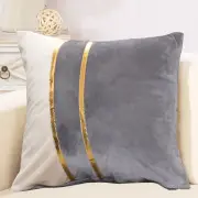 Retro Style Two-color Splicing Pillowcase Easy to Clean Maintain Soft Plush