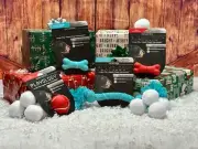 PLAYOLOGY Holiday Dog Toy Bundle - Small/Medium Dogs - Beef and Peanut Butter