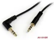 1 ft Slim 3.5mm to Right Angle Stereo Audio Cable - M/M Gold Plated, AV-101GR