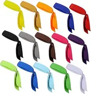 [TOKIDNY] 15 Pcs Adjustable Sports Headbands for Men Women Sweat Absorbing Tie Headbands Soft Stretchy for Running Yoga Tennis Activities