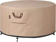 Round Fire Pit Cover - 36 Inch - 36" D x 20" H, 900d - Wheat