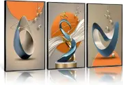 3 Pcs Modern Abstract Canvas Wall art Golden Deer Luxury (12inx16in poster)